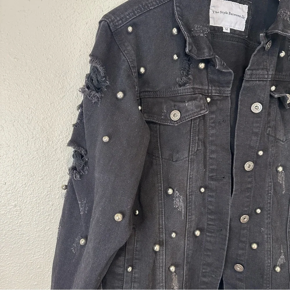 The Style Between Us Women's Black Denim Jacket with Stud Accents